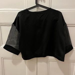 Black crop oversized top